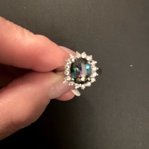 Mystic Topaz 925 Silver Rings Fashion White Sapphire Wedding Women Rings Size 8